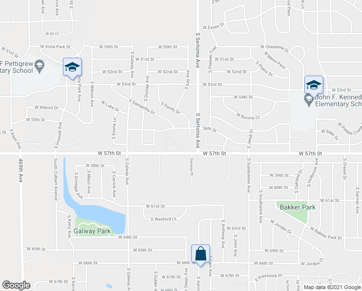 map of restaurants, bars, coffee shops, grocery stores, and more near 56th Street in Sioux Falls
