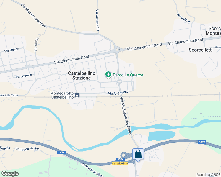map of restaurants, bars, coffee shops, grocery stores, and more near 54 Viale Papa Giovanni XXIII in Castelbellino Stazione
