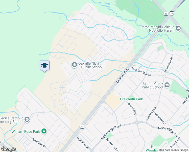 map of restaurants, bars, coffee shops, grocery stores, and more near 1318 Courtleigh Trail in Oakville