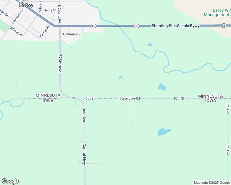 map of restaurants, bars, coffee shops, grocery stores, and more near 77870 State Line Road in Le Roy