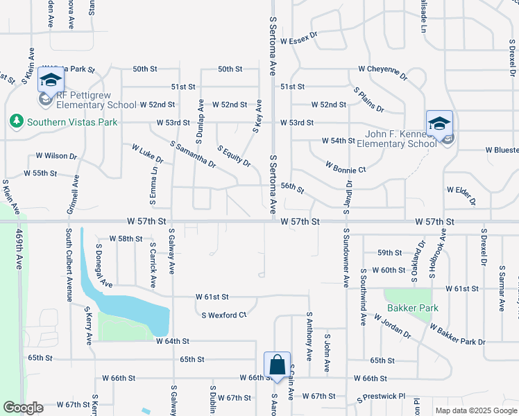 map of restaurants, bars, coffee shops, grocery stores, and more near 7025 West 56th Street in Sioux Falls
