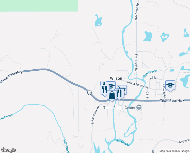 map of restaurants, bars, coffee shops, grocery stores, and more near 1450 North Old Trail Drive in Wilson