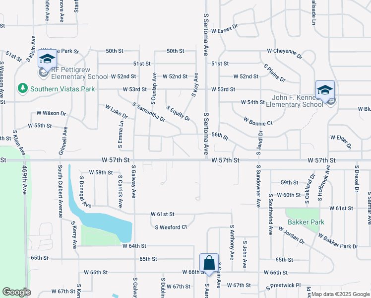 map of restaurants, bars, coffee shops, grocery stores, and more near 56th Street in Sioux Falls