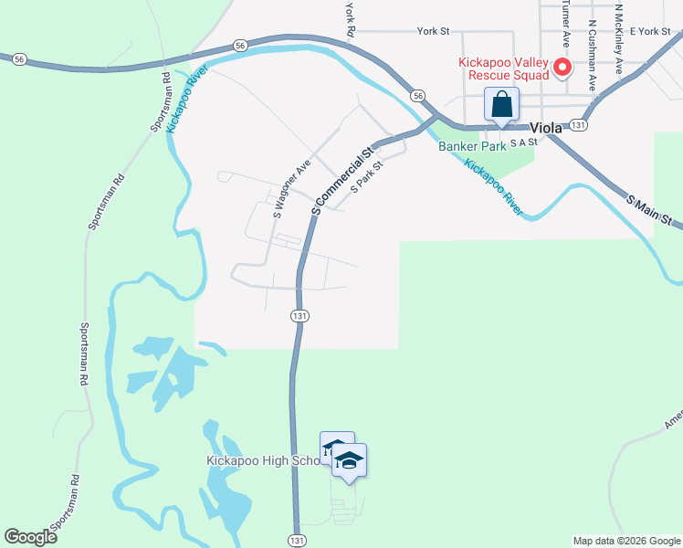 map of restaurants, bars, coffee shops, grocery stores, and more near 440 South Commercial Street in Viola
