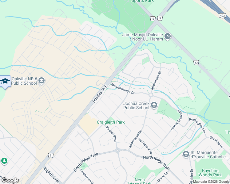 map of restaurants, bars, coffee shops, grocery stores, and more near 2429 Presquile Drive in Oakville