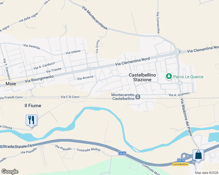 map of restaurants, bars, coffee shops, grocery stores, and more near 18 Via Giovanni Falcone in Provincia di Ancona