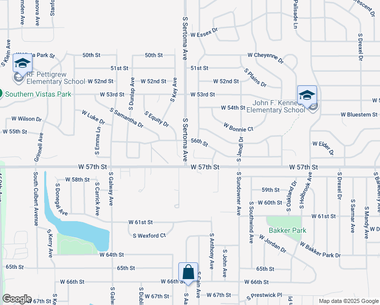 map of restaurants, bars, coffee shops, grocery stores, and more near 6715 Saint Orrie Circle in Sioux Falls