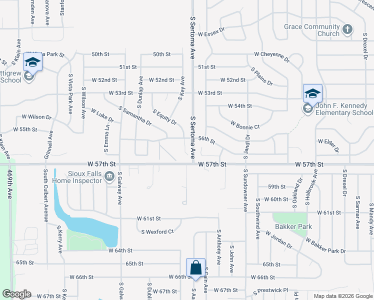 map of restaurants, bars, coffee shops, grocery stores, and more near 7013 South Sertoma Avenue in Sioux Falls