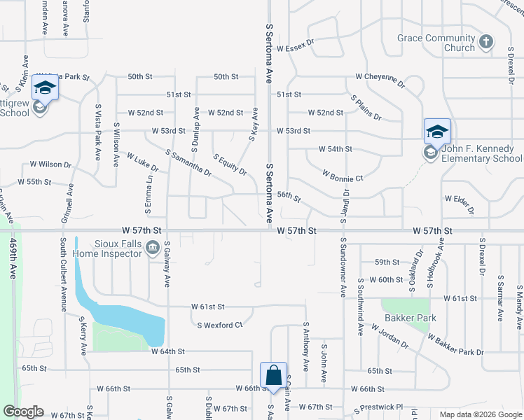 map of restaurants, bars, coffee shops, grocery stores, and more near 7013 South Sertoma Avenue in Sioux Falls