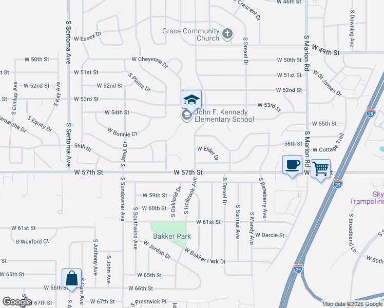 map of restaurants, bars, coffee shops, grocery stores, and more near 6212 West Chad Circle in Sioux Falls