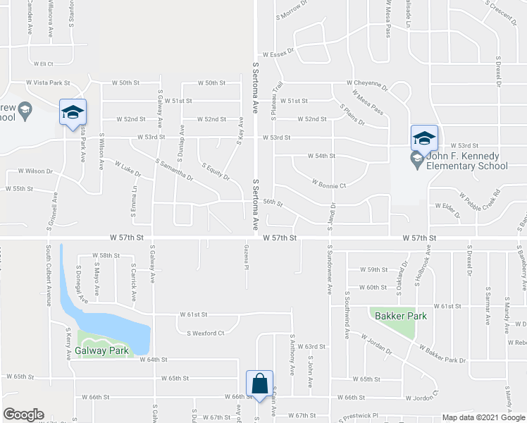 map of restaurants, bars, coffee shops, grocery stores, and more near 6715 Saint Orrie Circle in Sioux Falls
