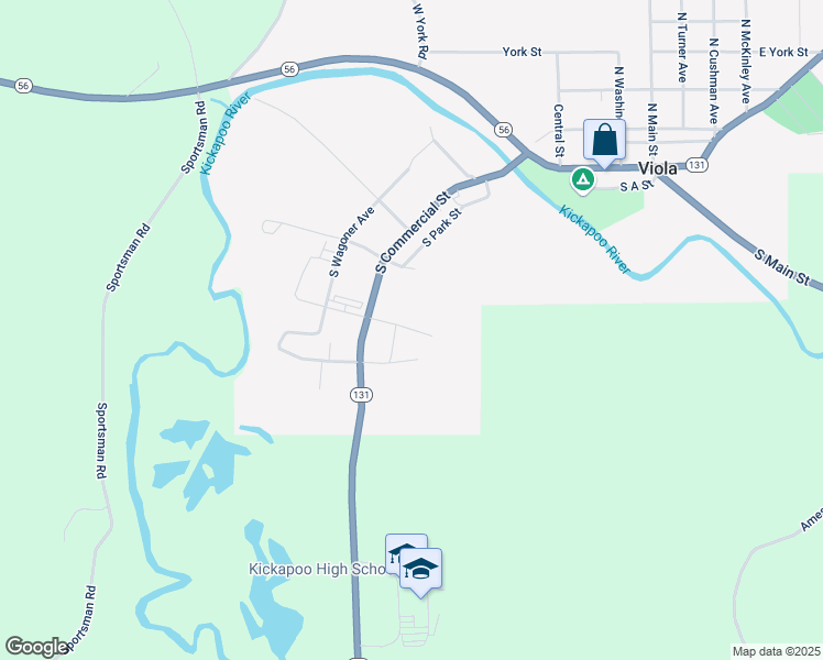 map of restaurants, bars, coffee shops, grocery stores, and more near 440 South Commercial Street in Viola