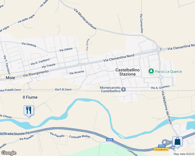 map of restaurants, bars, coffee shops, grocery stores, and more near 18 Via Giovanni Falcone in Provincia di Ancona