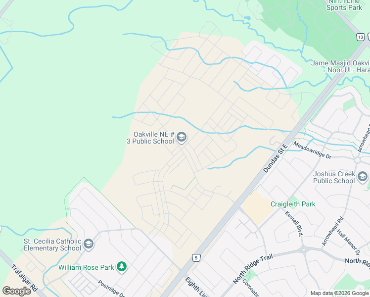 map of restaurants, bars, coffee shops, grocery stores, and more near 1216 Wheat Boom Drive in Oakville