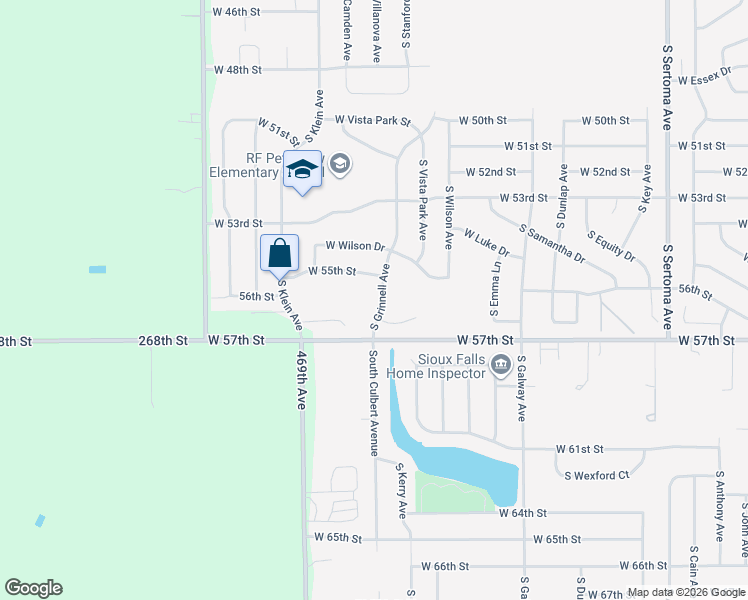 map of restaurants, bars, coffee shops, grocery stores, and more near 4913 South Grinnell Avenue in Sioux Falls