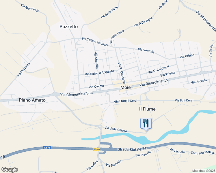 map of restaurants, bars, coffee shops, grocery stores, and more near 4 Piazza J. F. Kennedy in Moie