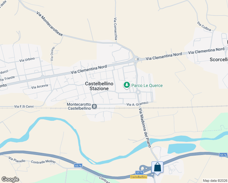 map of restaurants, bars, coffee shops, grocery stores, and more near 12 Piazza Kennedy in Castelbellino Stazione
