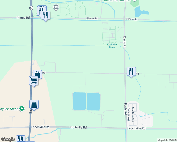 map of restaurants, bars, coffee shops, grocery stores, and more near 2390 Liberty Road in Saginaw