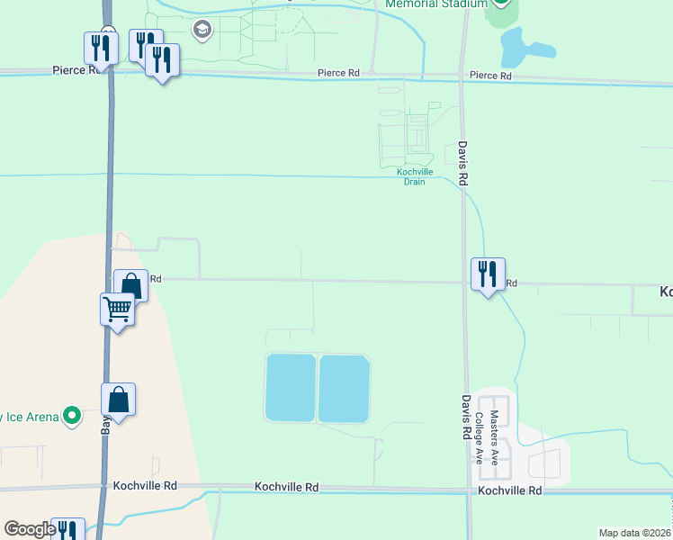 map of restaurants, bars, coffee shops, grocery stores, and more near 2390 Liberty Road in Saginaw