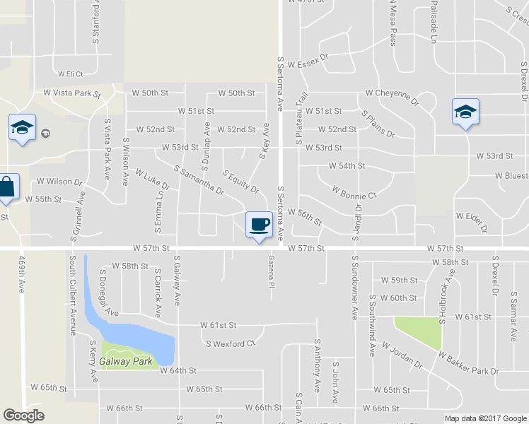 map of restaurants, bars, coffee shops, grocery stores, and more near 7013 South Sertoma Avenue in Sioux Falls