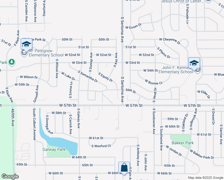 map of restaurants, bars, coffee shops, grocery stores, and more near 56th Street in Sioux Falls