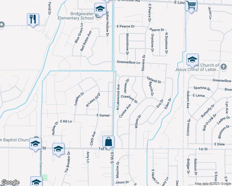 map of restaurants, bars, coffee shops, grocery stores, and more near 3486 O'Bryant Street in Idaho Falls