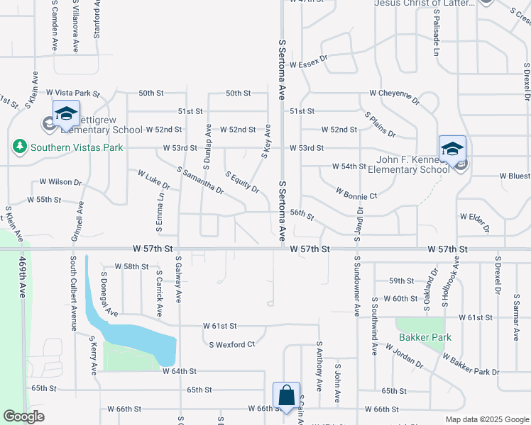 map of restaurants, bars, coffee shops, grocery stores, and more near 7015 West 56th Street in Sioux Falls