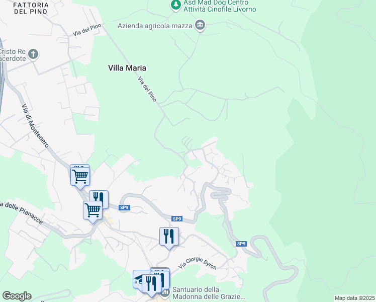 map of restaurants, bars, coffee shops, grocery stores, and more near 3 Via del Viperaio in Provincia di Livorno
