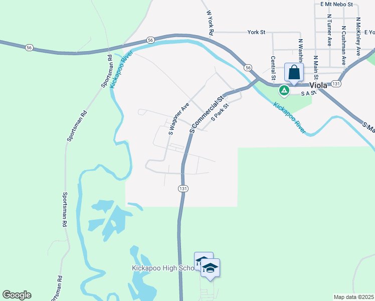 map of restaurants, bars, coffee shops, grocery stores, and more near 440 South Commercial Street in Viola
