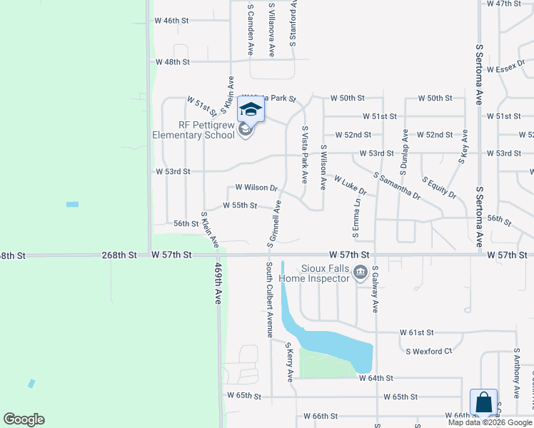 map of restaurants, bars, coffee shops, grocery stores, and more near 4913 South Grinnell Avenue in Sioux Falls