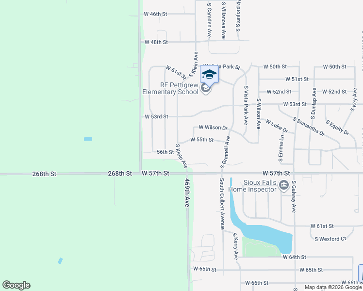 map of restaurants, bars, coffee shops, grocery stores, and more near 4900 South Klein Avenue in Sioux Falls