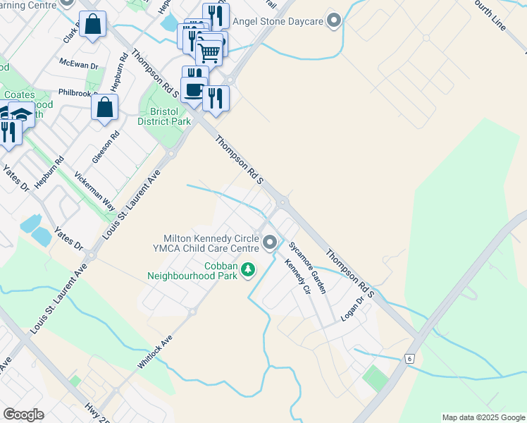 map of restaurants, bars, coffee shops, grocery stores, and more near 975 Whitlock Avenue in Milton