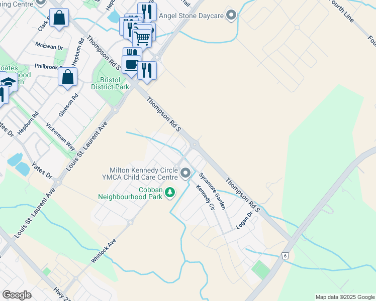 map of restaurants, bars, coffee shops, grocery stores, and more near 975 Whitlock Avenue in Milton