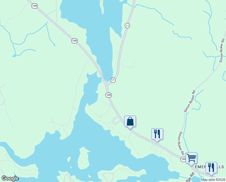 map of restaurants, bars, coffee shops, grocery stores, and more near 92 Shapleigh Corner Road in Shapleigh