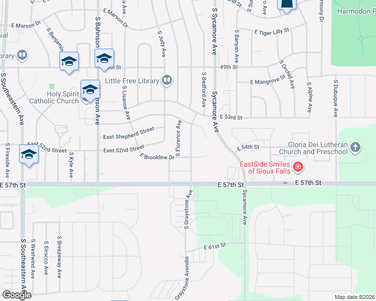 map of restaurants, bars, coffee shops, grocery stores, and more near 4501-4699 Graystone Ave in Sioux Falls