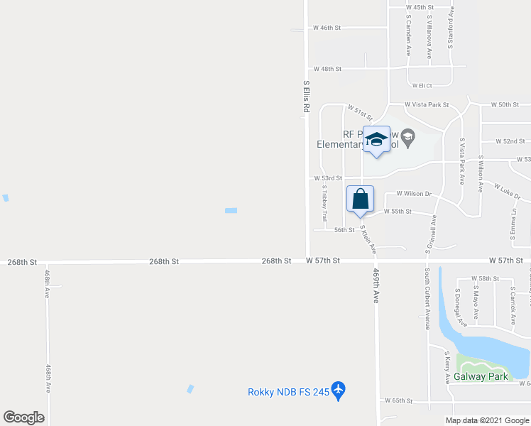 map of restaurants, bars, coffee shops, grocery stores, and more near 4885 South Ellis Road in Sioux Falls