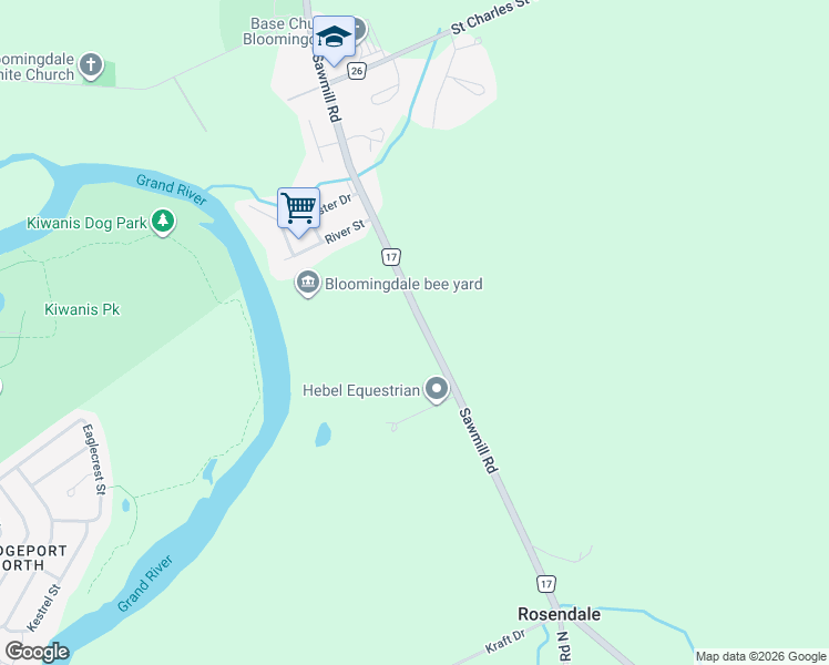 map of restaurants, bars, coffee shops, grocery stores, and more near 700 Sawmill Road in Bloomingdale
