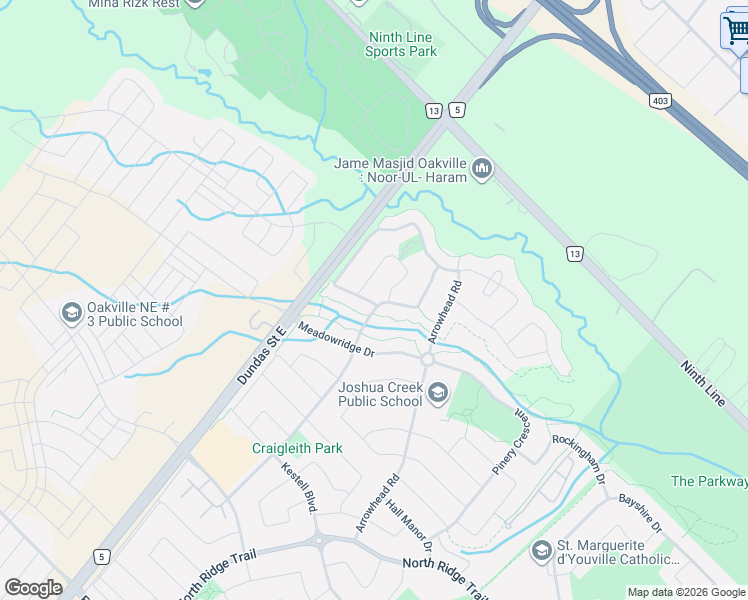 map of restaurants, bars, coffee shops, grocery stores, and more near 2522 Lyndhurst Drive in Oakville