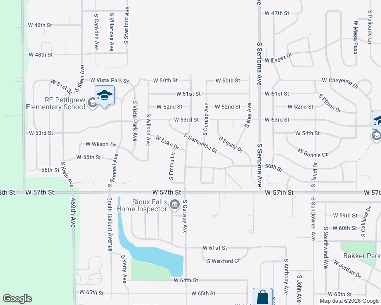 map of restaurants, bars, coffee shops, grocery stores, and more near S Dunlap Ave in Sioux Falls