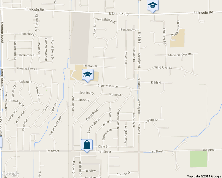 map of restaurants, bars, coffee shops, grocery stores, and more near 4300 Greenwillow Lane in Idaho Falls