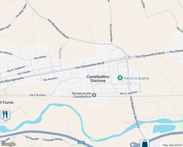 map of restaurants, bars, coffee shops, grocery stores, and more near 14A Contrada Stazione in Castelbellino Stazione