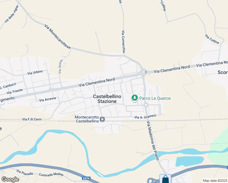 map of restaurants, bars, coffee shops, grocery stores, and more near 9 Via F.lli Rosselli in Castelbellino Stazione