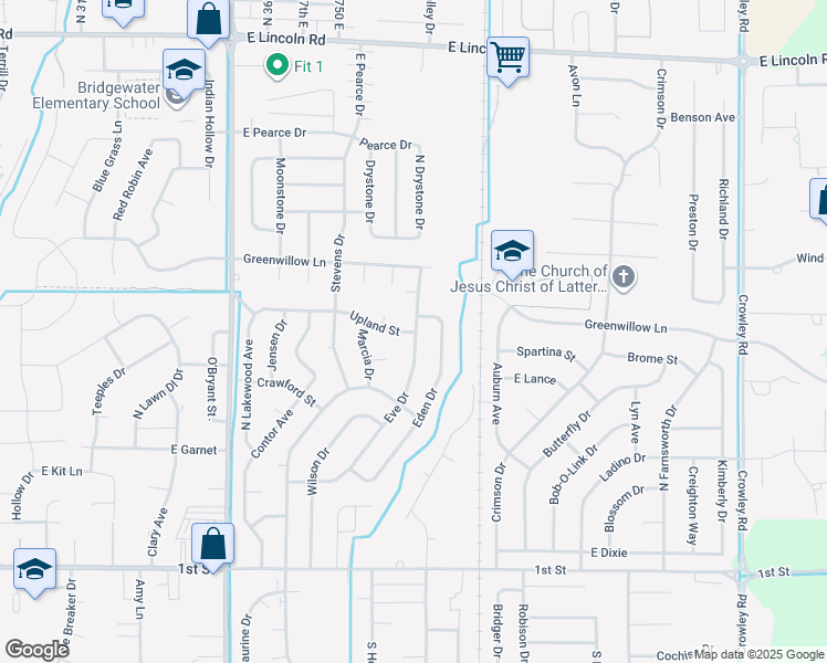 map of restaurants, bars, coffee shops, grocery stores, and more near 3845 Upland Street in Idaho Falls