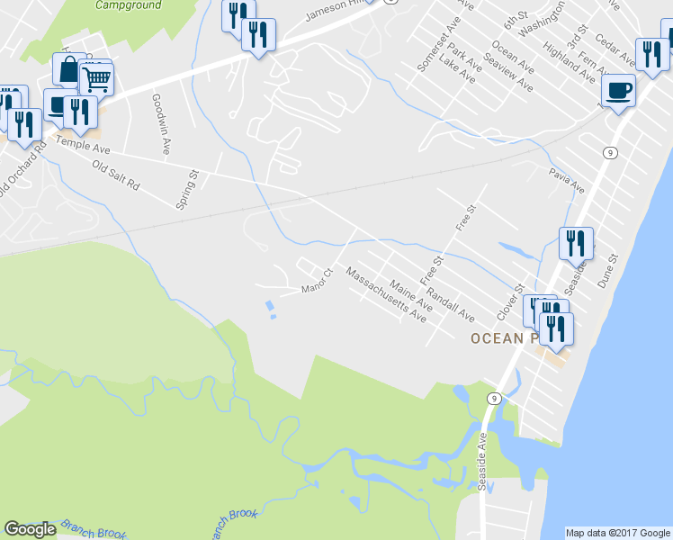 map of restaurants, bars, coffee shops, grocery stores, and more near 15 Manor Street in Old Orchard Beach