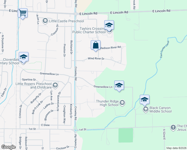 map of restaurants, bars, coffee shops, grocery stores, and more near 4634 East 9th North in Idaho Falls