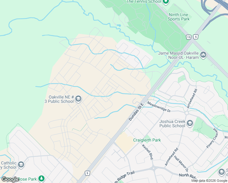 map of restaurants, bars, coffee shops, grocery stores, and more near 1309 Anthonia Trail in Oakville