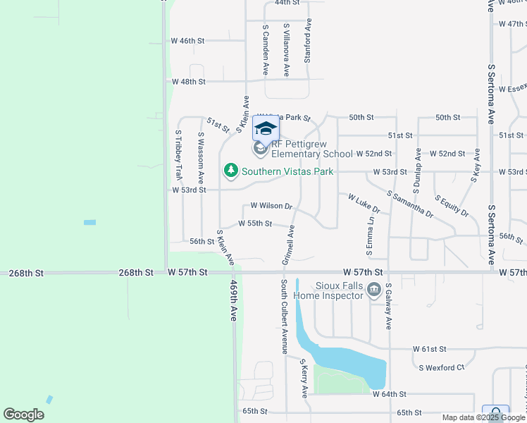 map of restaurants, bars, coffee shops, grocery stores, and more near 7701-7999 W Wilson Dr in Sioux Falls