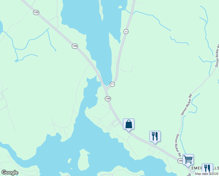 map of restaurants, bars, coffee shops, grocery stores, and more near 92 Shapleigh Corner Road in Shapleigh