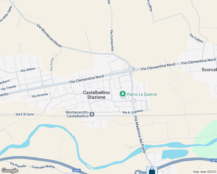 map of restaurants, bars, coffee shops, grocery stores, and more near 9 Via F.lli Rosselli in Castelbellino Stazione