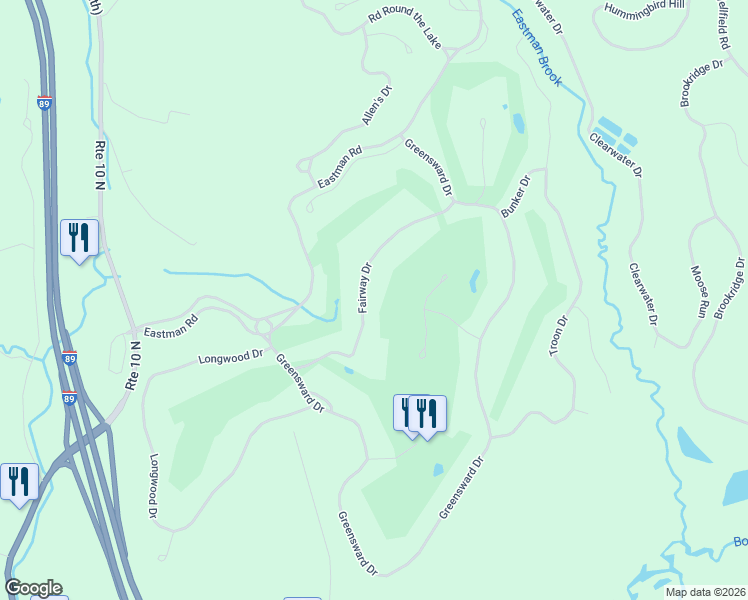 map of restaurants, bars, coffee shops, grocery stores, and more near 26 Fairway Drive in Grantham